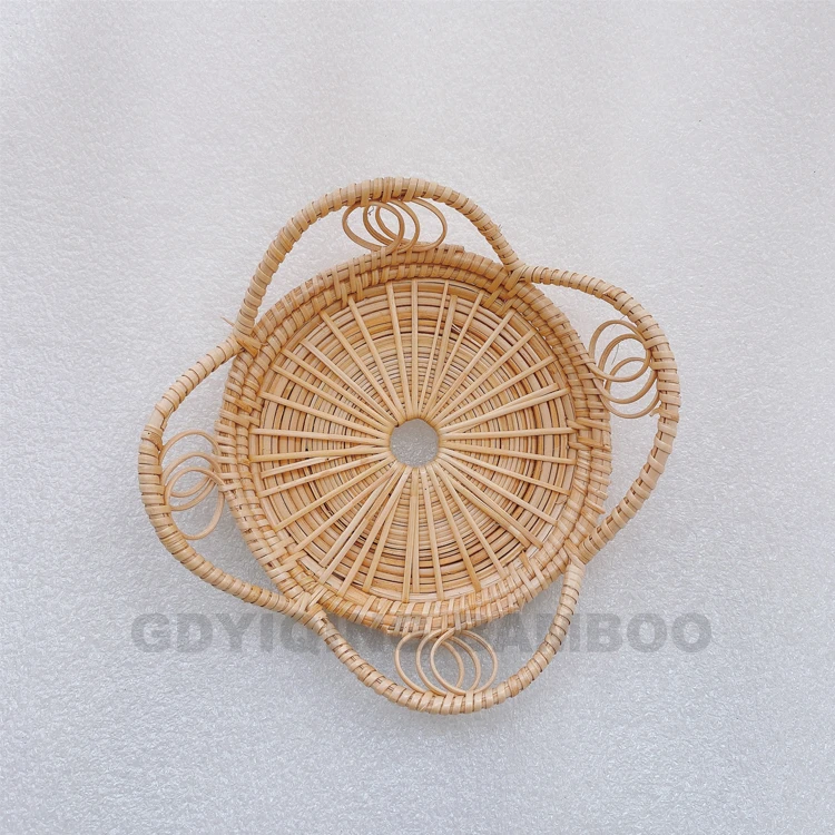 RCF10 round natural rattan coasters bowl pad handmade insulation placemats table padding cup mats kitchen decoration accessories
