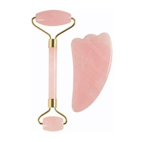 Real Pink Rose Quartz Facial Massage Jade Roller