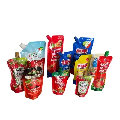 Recyclable Liquid Food Packaging Stand up Pouch Flat Bottom Spout Pouch Plastic Bag OEM Customized