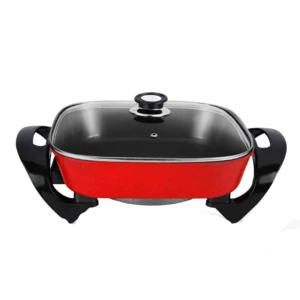 Red 12 inch electric frying pan Grill Pan multifunction electric skillet with removable adjustable temperature control