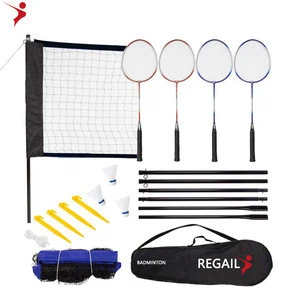 Regail  4 Player Sport Badminton Racket Set  Badminton  Racquet  With  Net/shuttcock/Volleyball/Pump for Family Fun