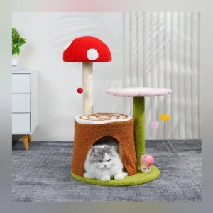 Relipet Newest Design Spring Plush Toy mushroom cat tree cottagecore cat tree