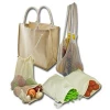 Reusable organic cotton mesh produce bag with drawstring for grocery shopping fruit vegetable