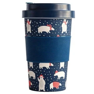 Reusable Raw Bamboo Fibre Fabric Coffee Cup Screw Lid