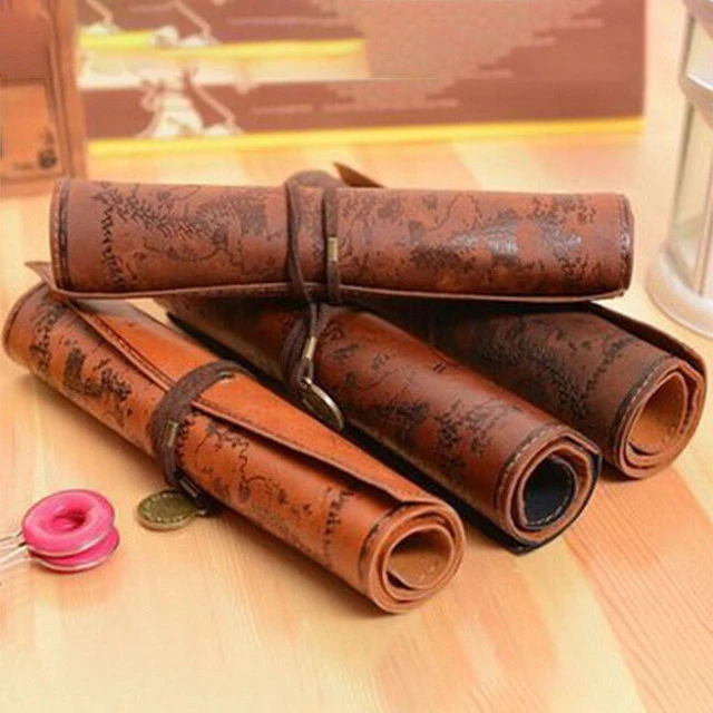 Roll Foldable Leather Pencil Case