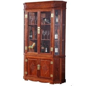 Rosewood  furniture hand carve solid display  wood bookcase showcase   wine glass cabinet
