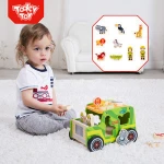 Safari Animal Wooden Puzzle Crane Mini DIY Assembly Crazy Custom Car Toys For Kids.