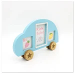 SE7ART Custom MDF Family Small Mini Wood Cartoon Car Shape Childrens Photo Frame Wooden Bamboo Photo Frame