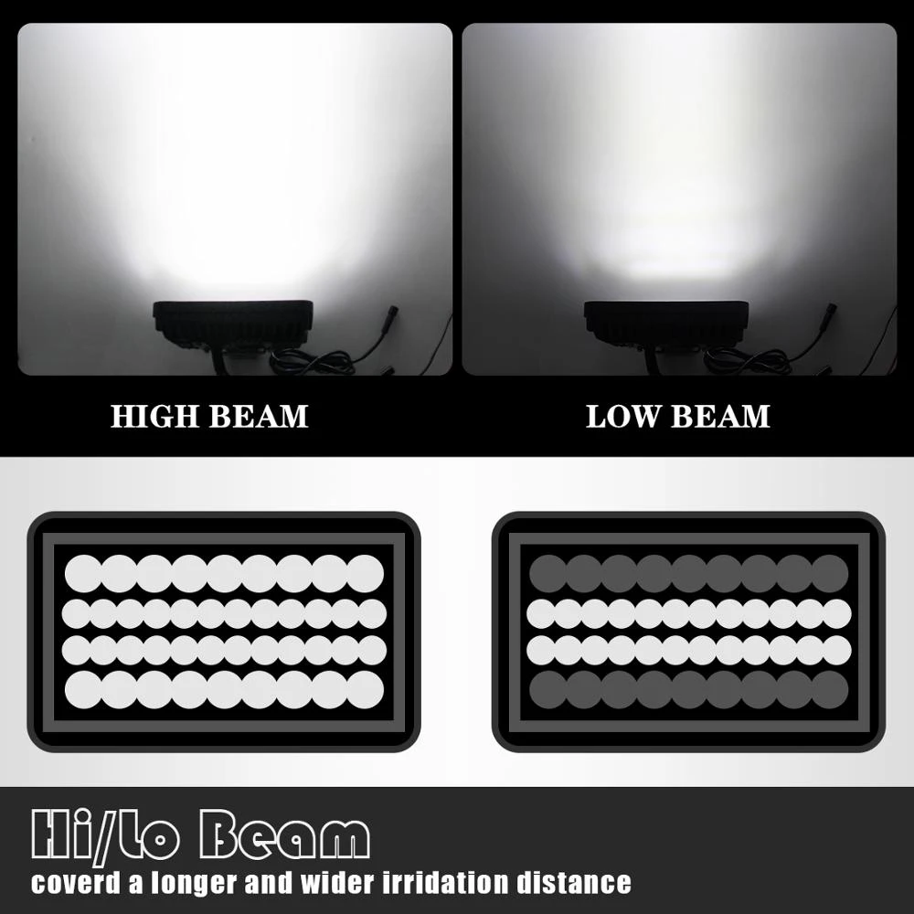 Sealed Beam Headlamp Drl Rgb All In One Waterproof 54W High Low Beam 4X6 Square Led Headlight