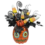 Senmasine Party Diy Decoration Glitter Mesh Black Artificial Leaves Ghost Eyes Pattern Baubles Skeleton Head Halloween Pumpkin