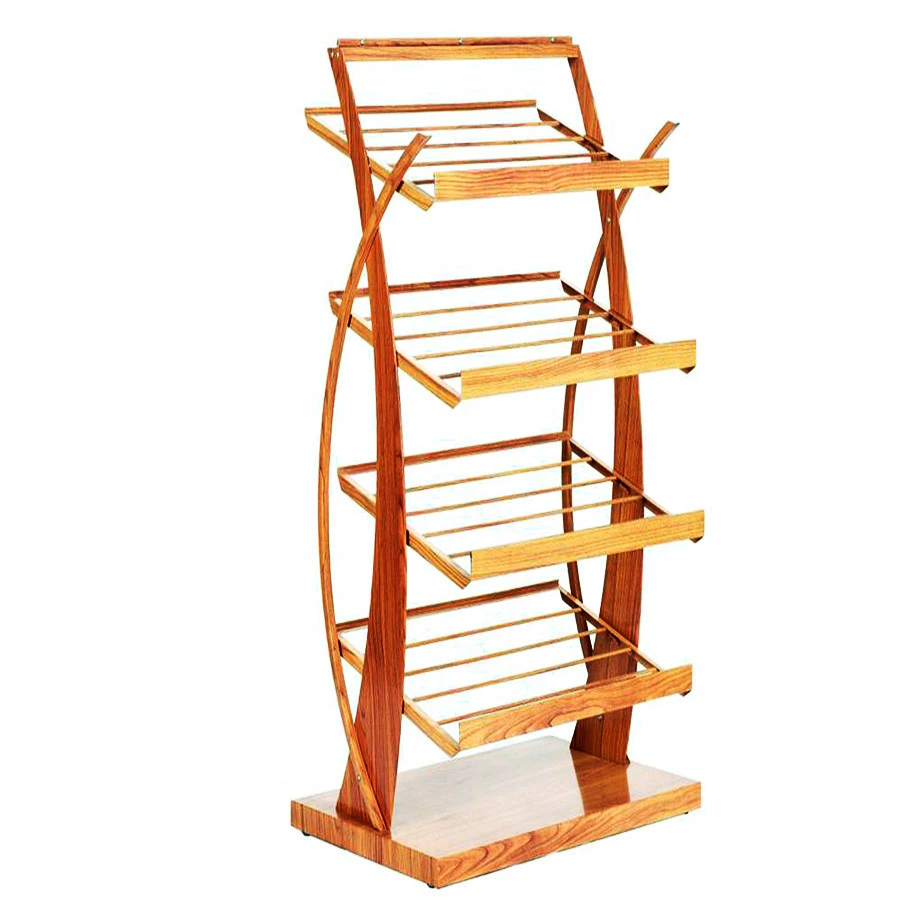 Shops goods shelf 4 layers wood display Food Commercial Book Magazine display shelf Retail Display Stand