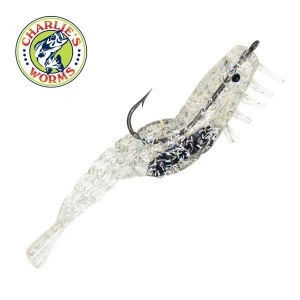 Shrimp Trio Scented Soft Bait Pre-Rigged Fishing Lure with Hook and Weight Artificial Soft Plastic Fantail Shrimp