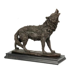 SHTONE Small Bronze Animal Statue TPY-520 Metal Wolf Sculpture Indoor Decor Brass Figurine
