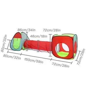 Silk screen folded childrens tent indoor tent toy house play house three-piece crawl tunnel tent