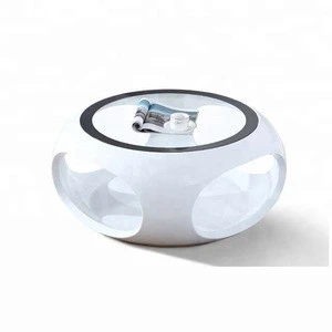Simple round mirrored modern fancy glass top coffee table