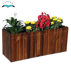 Singerwood outdoor carbonized wood flower pots &amp; planters garden decoration