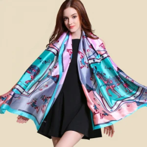 Soft Feeling Beautiful Design Custom Chinese Foulard Silk Scarfs For Women Stylish