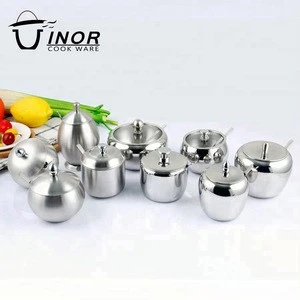 stainless steel 18-8 spice jar rack seasoning tea sugar pot with spoon