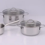 stainless steel 304 cookware set casserole /Dutch oven stockpot  with basket glass lid stainless steel handle induction baottom