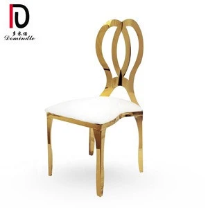 Stainless steel frame pu leather cushion gold metal wedding dining chair