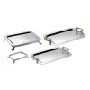 Stainless steel rectangular shaped tray / food serving tray with stand