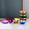 Stainless Steel & Silicone Material Food Seasoning Bowls Round Salad Bowl