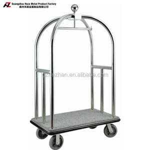 stainless steel with titanium gold coated hotel luggage trolley carts for luggage carrying