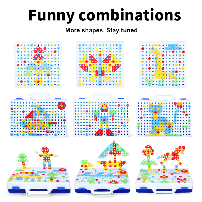 Buy Steam Stem Toys Diy Puzzle Plastic Screw Plate Toys Building Blocks ...