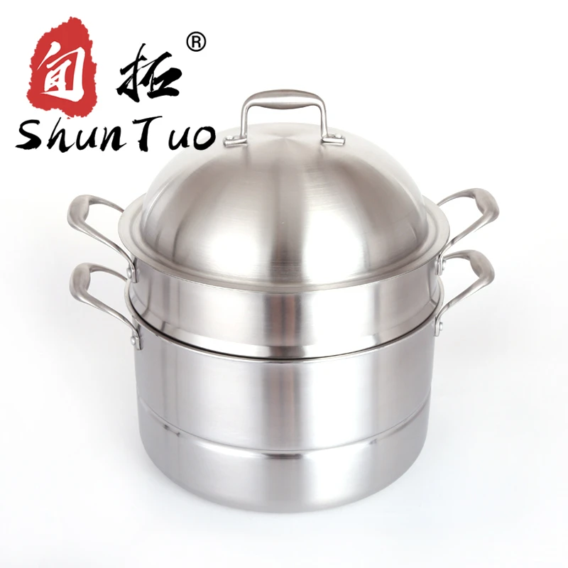 steamer two ears kitchenware supplies three layer hot pot stainless steel induction stockpot soup pot
