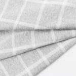 Stretch Spandex Grey / White yarn dyed Rayon Polyester interlock plaid pattern fabric