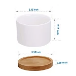 Succulent Pots White Mini Ceramic Flower Planter Pot with Bamboo Tray