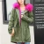 Import The Hot Green Parka Lined Rabbit Fur With White Fur Collar Jacket from China