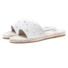 The women fashion popular pearl ornaments cotton fabric simple vamp with PU lining basic slipper espadrilles flat shoes