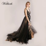 Top Designs Hand Sewn lady Evening bridal brides party Dresses Fancy black long maxi lace homecoming cocktail dress For Women