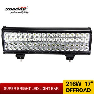 Top quality 17 inch four rows led lgiht bar 216W motorcycle trailer led lamps spot flood light bar