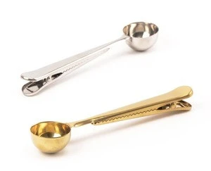 Top quality stainless steel 304 Coffee Tea Spice Measuring Scoop Spoon Bag,Clip-On Coffee Spoon