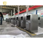 Traditional Stainless Steel Solid Wood Recycle Bin Household Storage Bucket Standing Structure Trash Can Lid Garbage Storage