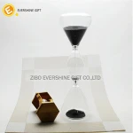 Transparent three layers tall hourglass with black fine sand timer sand for gift craft