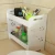 Import Two-storey white wooden bathroom corner cabinet with wash and care supplies from China
