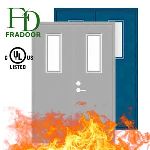 UL Certificated Stainless Steel Amor Double Fire Rated Door with Push Bar