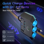 Universal 4 Sockets Lighter Splitter 12/24V Voltage USB Port Car Charger Adapter PD 30W Fast Charging