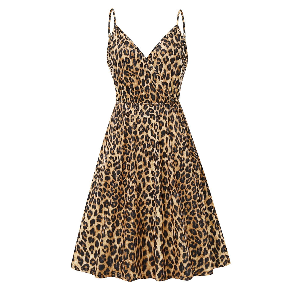 vestidos Woman clothing latest customized design 2021 maxi Designer Leopard Printed Dress