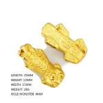 Vietnam Alluvial Gold Pixiu Beads High Quality No Fade Brass Soild Pixiu Bracelets Beads for Jewelry Making Jewelry Fittings
