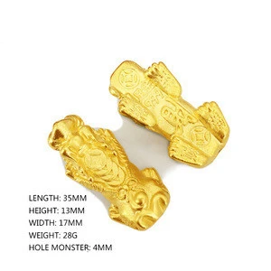 Vietnam Alluvial Gold Pixiu Beads High Quality No Fade Brass Soild Pixiu Bracelets Beads for Jewelry Making Jewelry Fittings