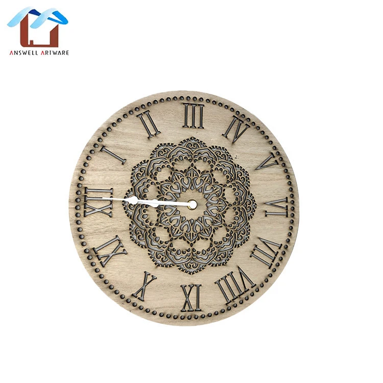 Vintage Hollow Carving Wooden Home Decorative Antique Wood Wall Clock
