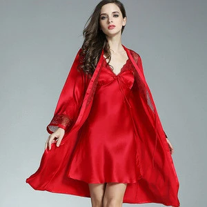 W0408 Women Robes Sexy Sleepwear Suit Nightgown Dress Rayon Silk Babydoll