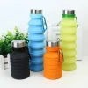 Water Bottles 550ml Portable Silicone Retractable Folding Water Bottle Outdoor Travel Yoga Gym Telescopic Collapsible Sport Tool
