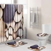 Waterproof Polyester Luxury bath or bathroom rug mat sets for  4 piece and Custom Printed Shower Curtains Bath Mat Set