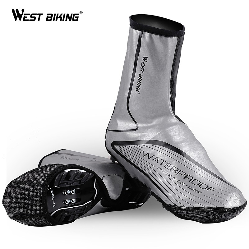 WEST BIKING Cover Half Palm Windproof Reflective Winter Warm Road MTB Bike Shoes Waterproof Cycling Overshoes Bicycle Shoe Cover