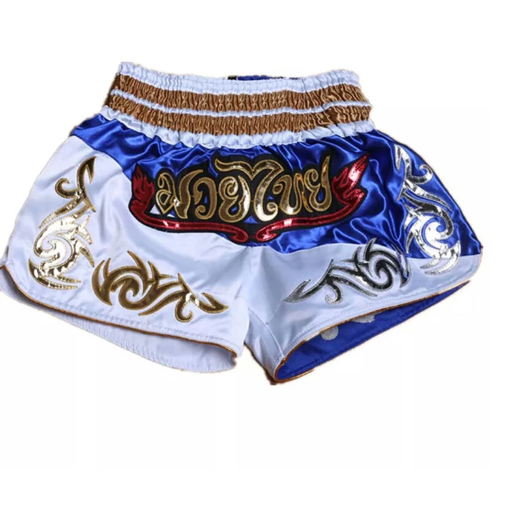 White and Black  Muay Thai Fight Shorts MMA Kick Boxing Grappling Martial Arts Gear Cage UFC